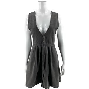 VTG LL Bean Womens Jumper Dress Size 4 Petite Gray Wash Button Up Cotton